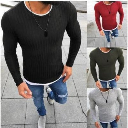 Slim Fit Pullover mit Henley-Ausschnitt und Gerippter Textur für Herren