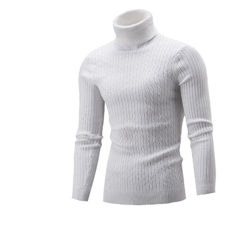 Rollkragenpullover mit Zopfmuster und Gerippten Bündchen für Herren