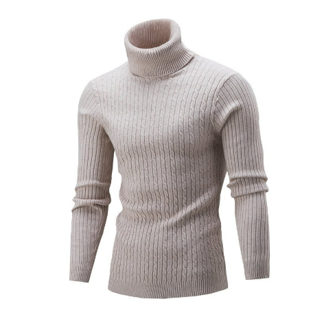 Rollkragenpullover mit Zopfmuster und Gerippten Bündchen für Herren