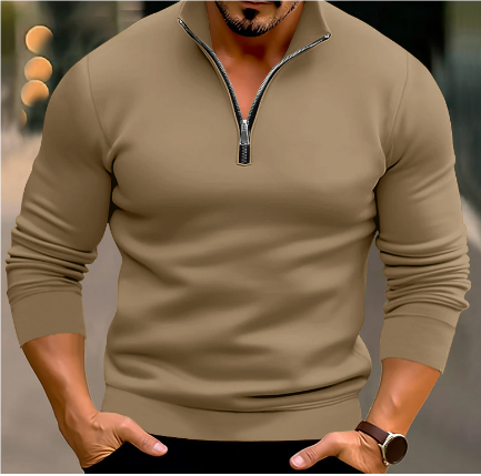 Langarmpullover mit Reißverschluss und modernem Schnitt für Herren
