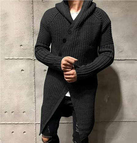 Strickjacke mit Kapuze und Asymmetrischem Schnitt für Herren